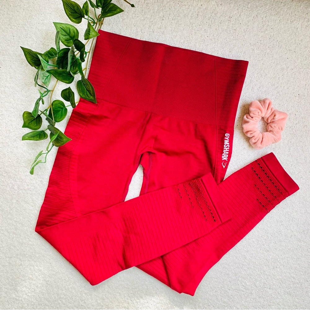 GYMSHARK Red Seamless Leggings